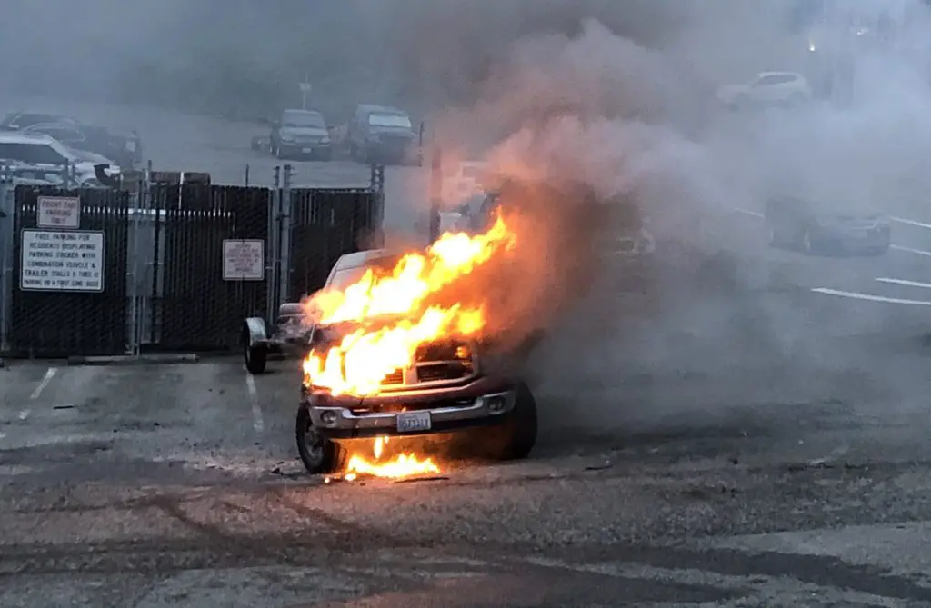 burning truck