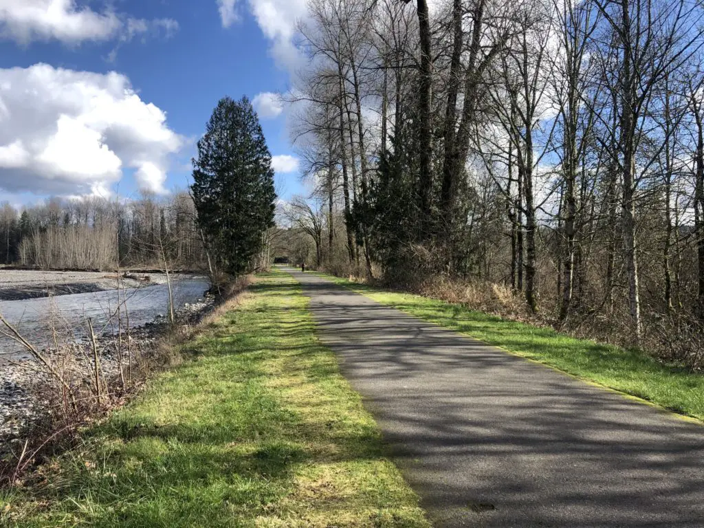 The Foothills Trail runs parallel to the Carbon River