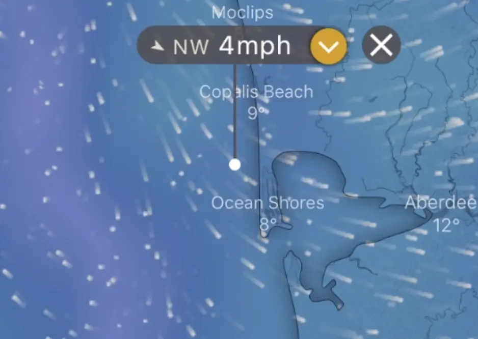 Windy app is a great visual tool: Showing calm conditions