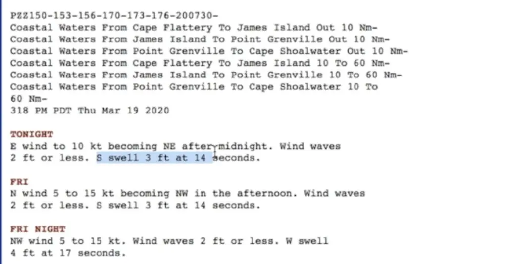 reading national marine weather forecast