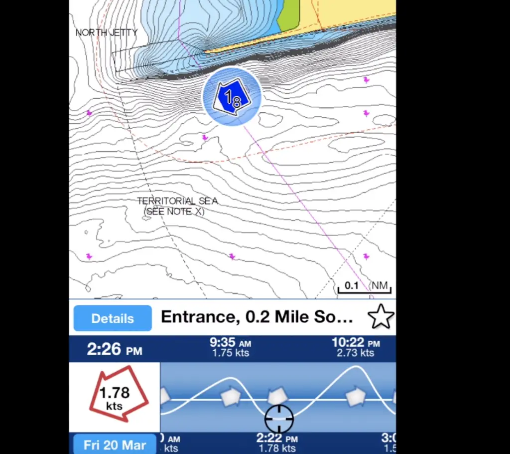 tidal current data on navionics app