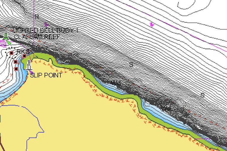 Slip point to east 2 miles