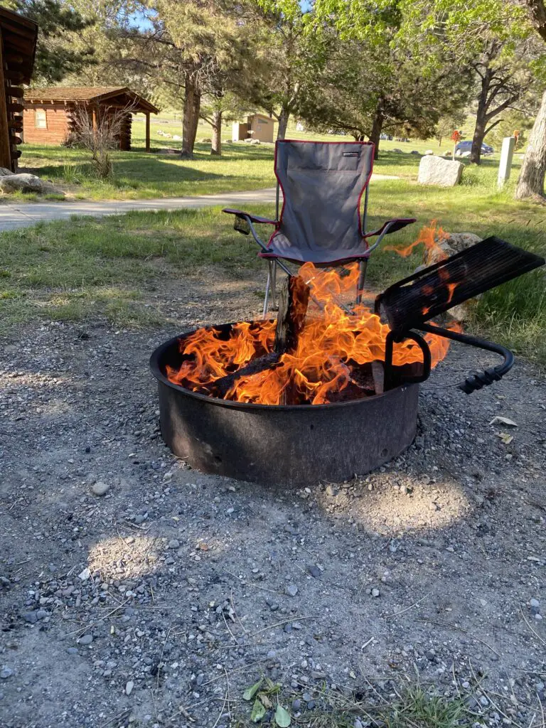 Campfire at Lewis and Clark Caverns State park campground