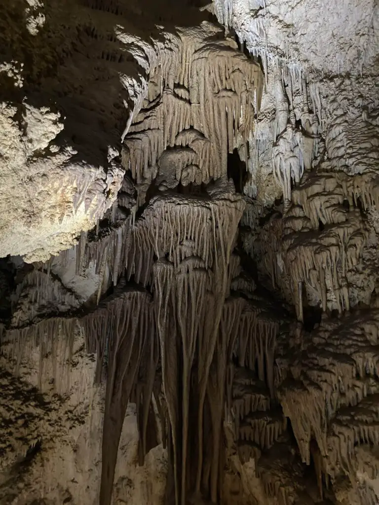 Brown waterfall in the Lewis and Clark Caverns