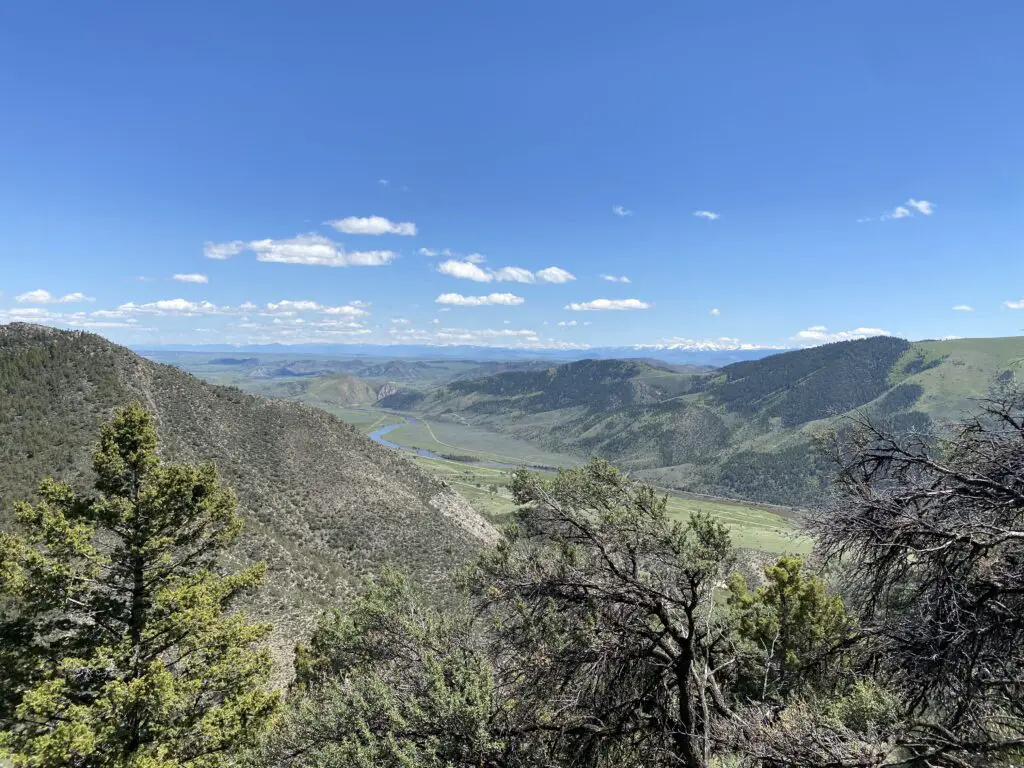 Looking at the river landscape around Lewis and Clark Caverns State Park in Montana