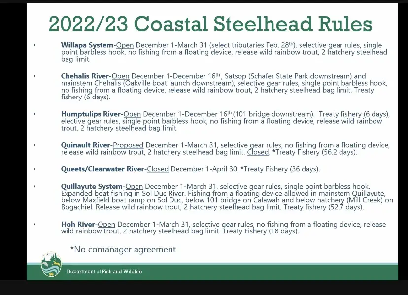 2023 proposed coastal steelhead seasons