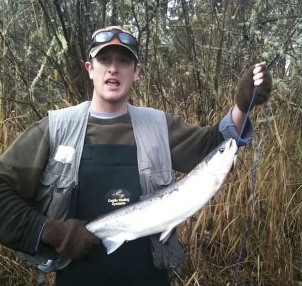 winter steelhead on a spinner near blue creek on the cowlitz river