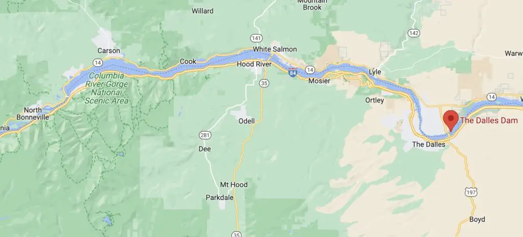 Columbia River gorge map