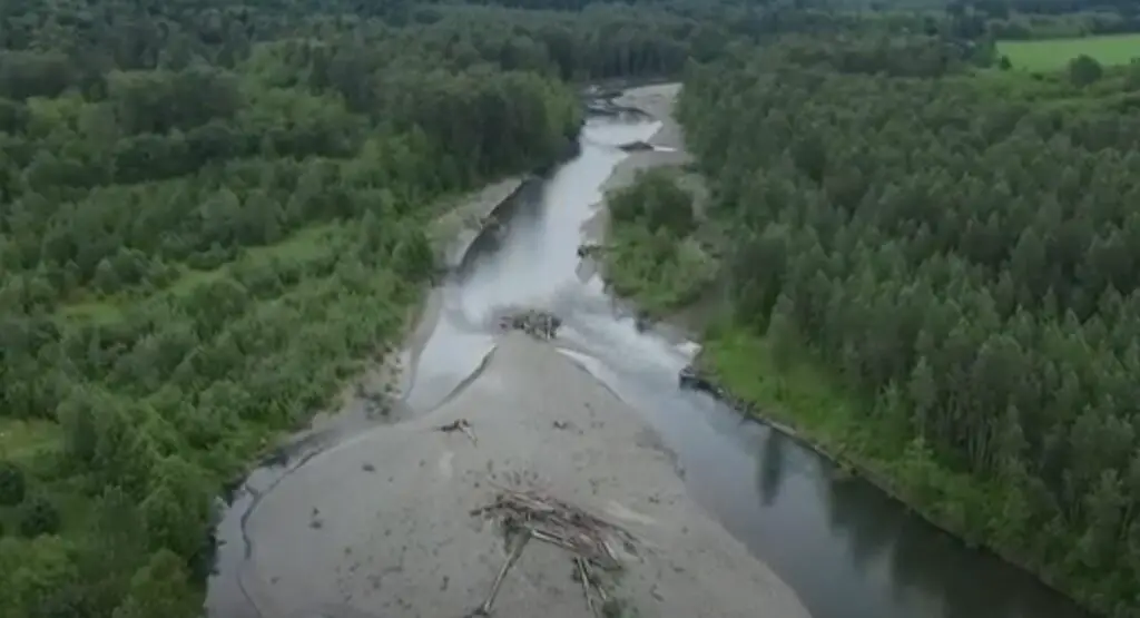 Nooksack river drone shot overhead