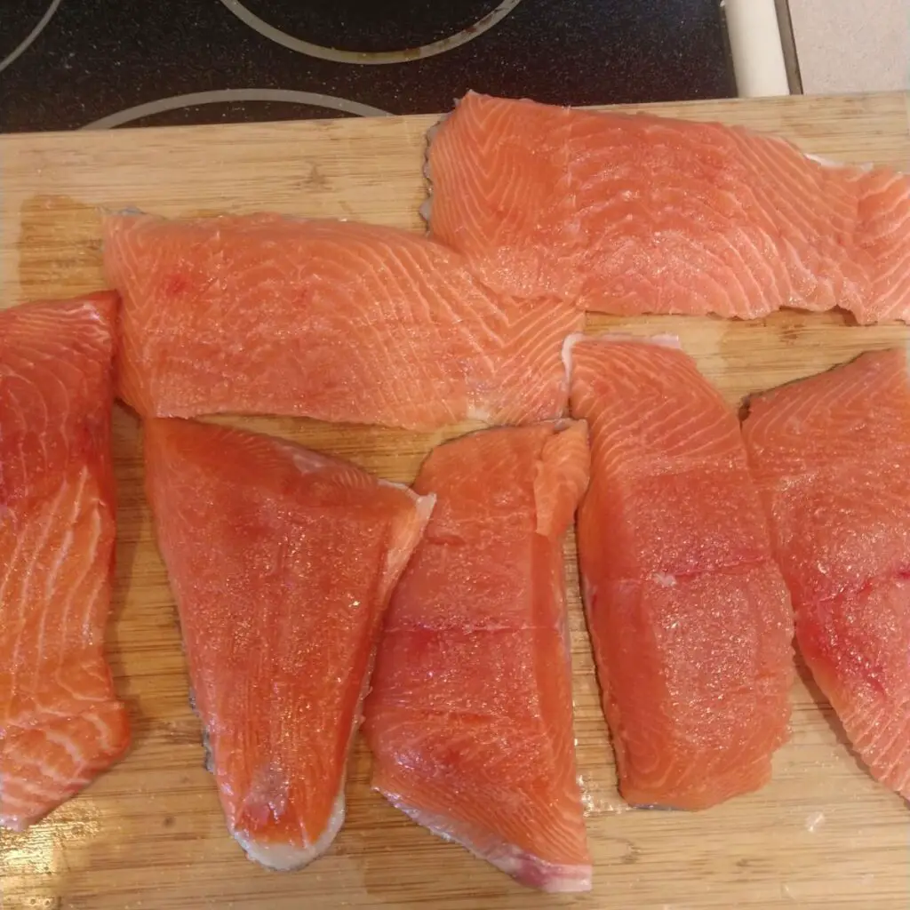 Raw salted salmon