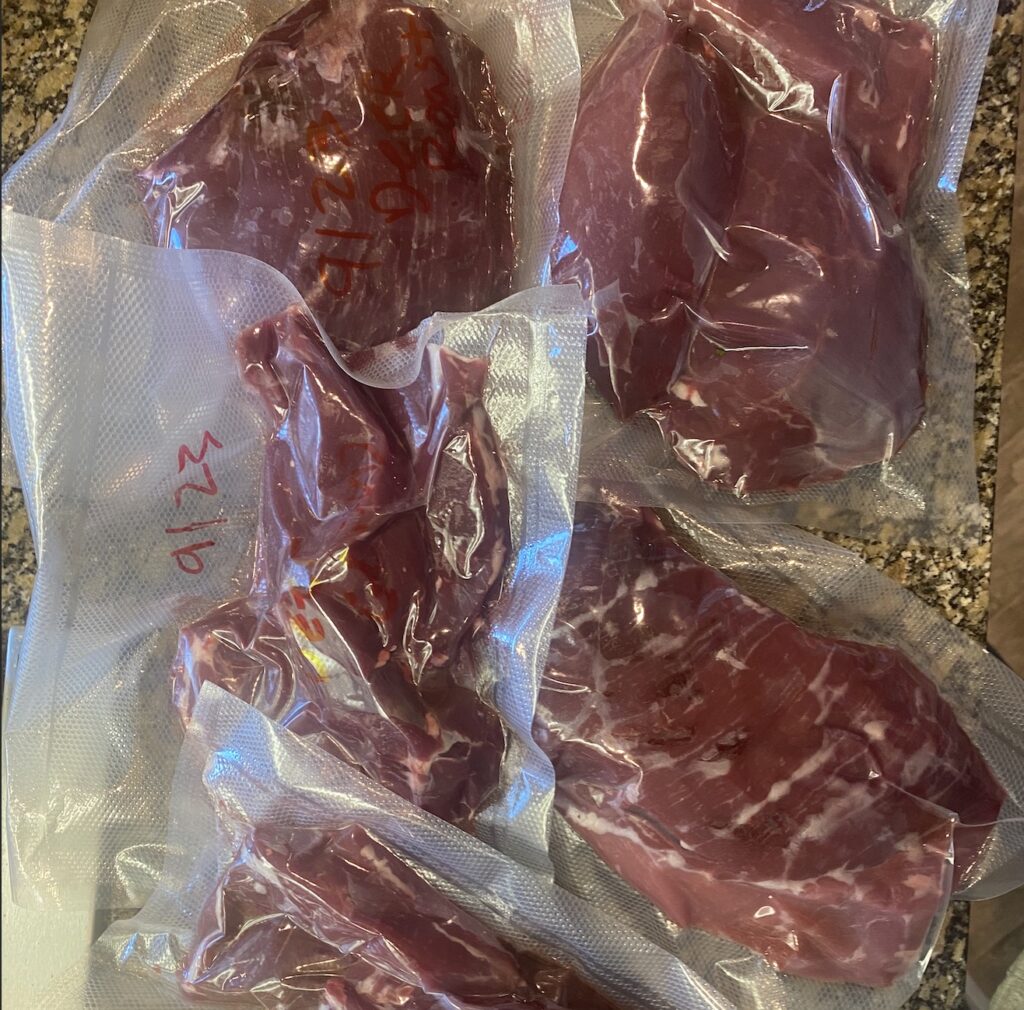 Vacuum sealed deer meat