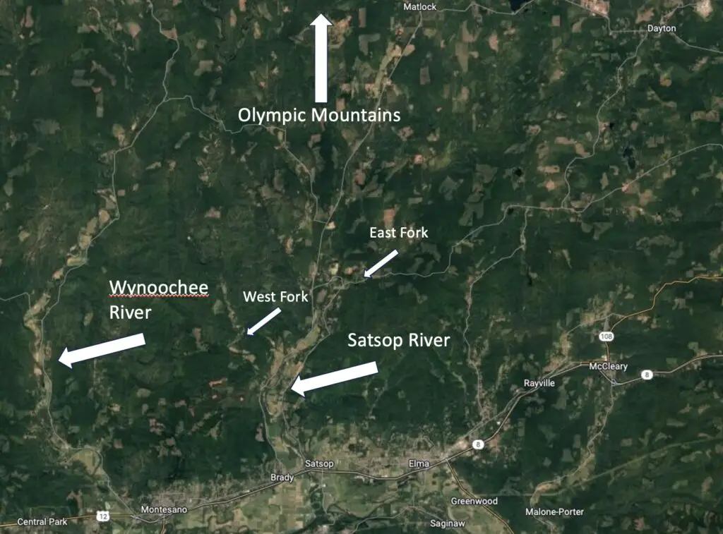 Satsop River Map with labels