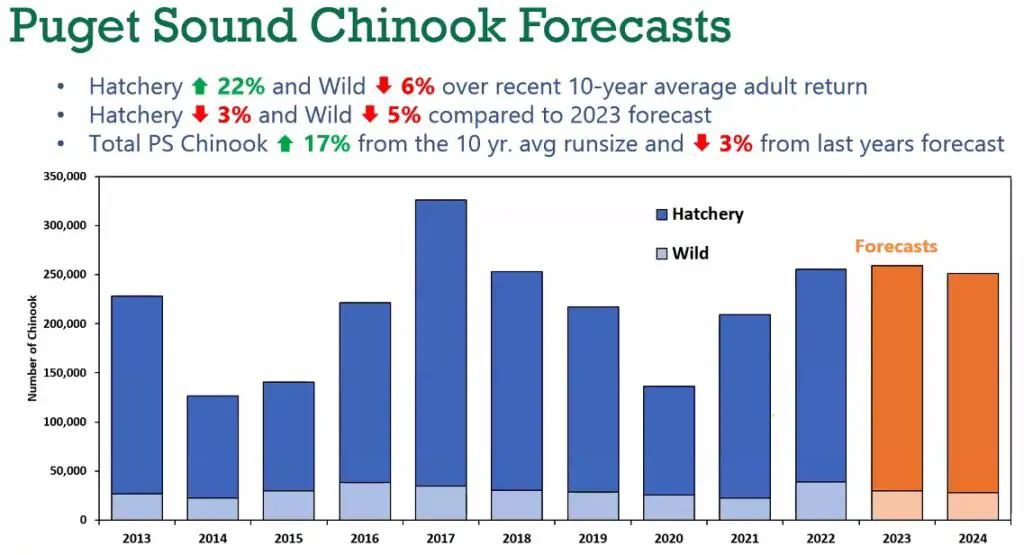 Puget sound chinook forecasts bar graph last 10 years
