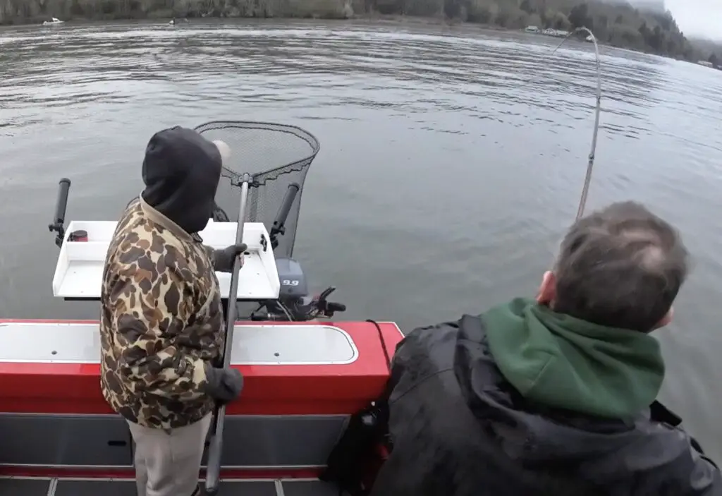 Battling a spring chinook on the columbia river