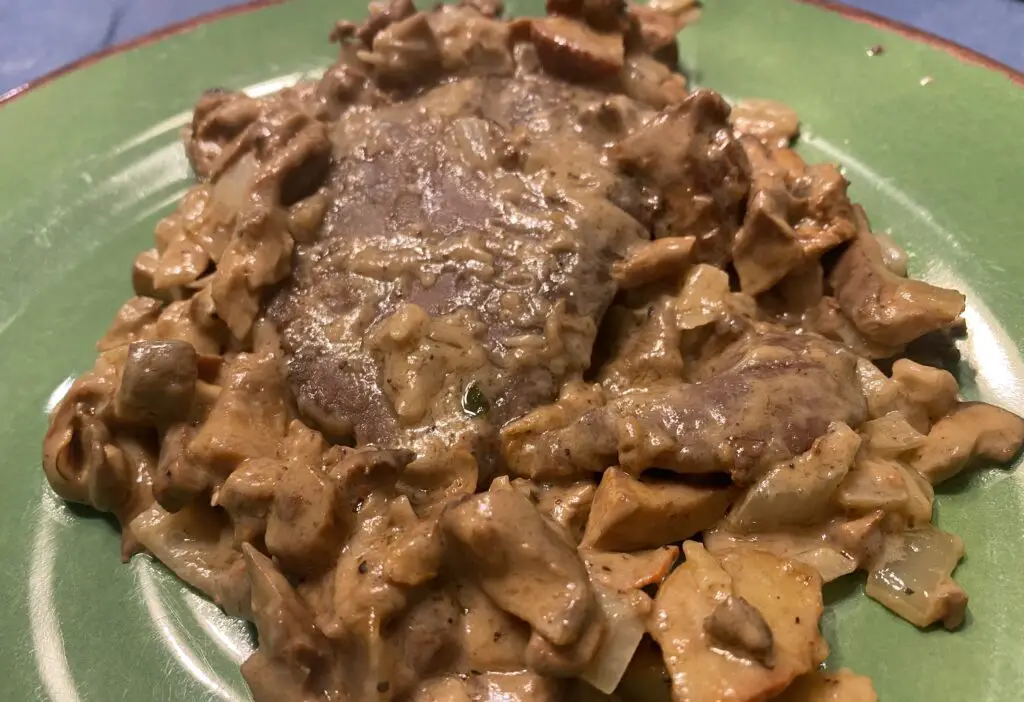 duck breast in a wild mushroom sauce