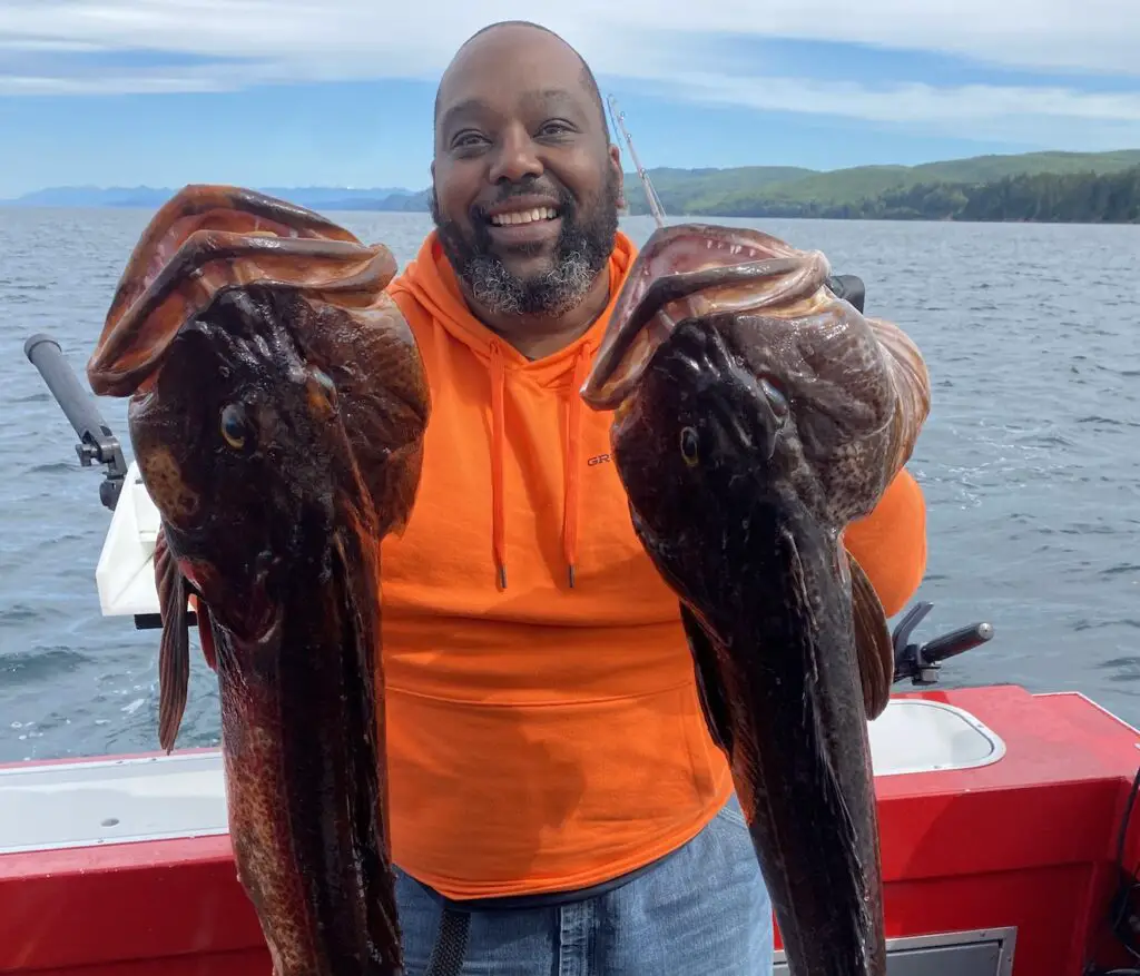 Chris holding nice quality lingcod