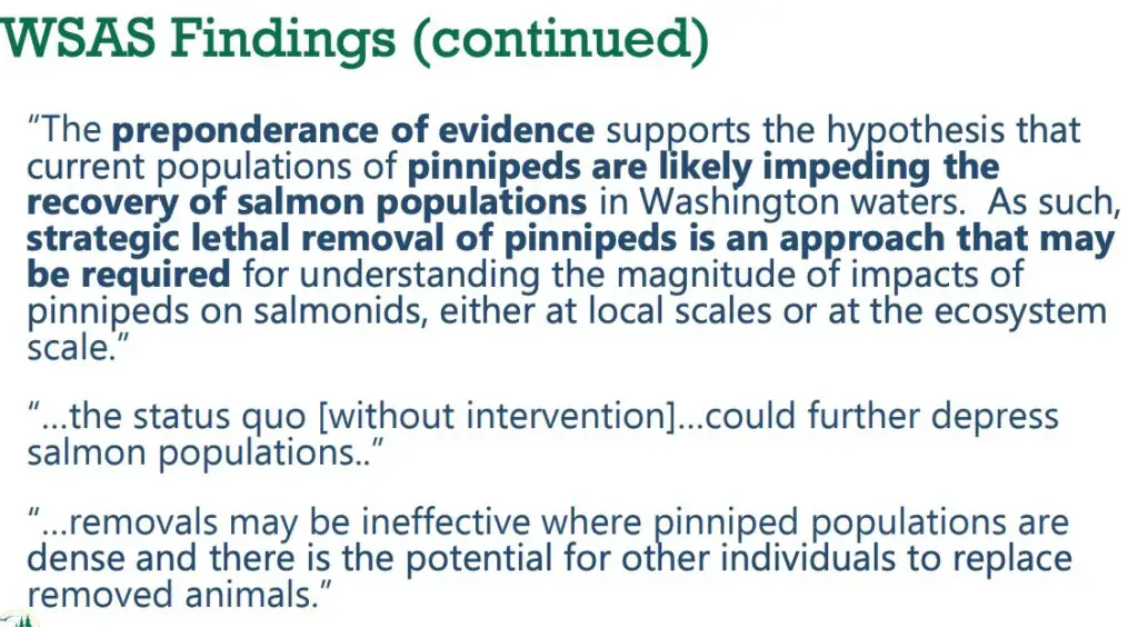 Pinniped findings by Washington Academy of Sciences WSAS